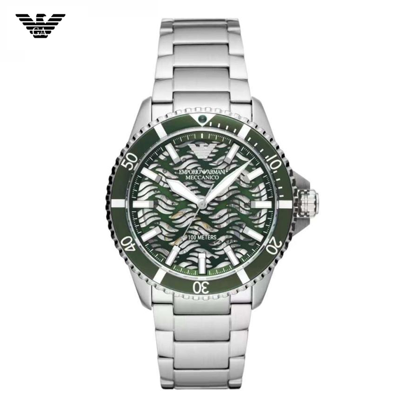 Armani Green Water Ghost Ripple Green Mechanical Watch Men's Fashion Fully Automatic Hollow out Watch AR60061