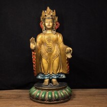 Tibetan pure copper hand-painted gold sandalwood maternal audio and video home Buddha supplies miscellaneous