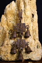 Tibetan old bronze bell copper tire hand tapping the elephant nasal wealth wind ringing bell fabric Buddha supplies hanging