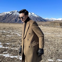(DAIO ETHAN) Fall Winter Korean Men's Long Woolen Coat British Men's Premium Solid Color Suit Jacket