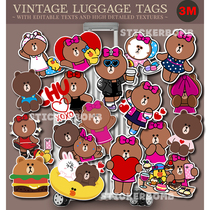 Waterproof net red Bear Suitcase Suitcase Bear Sticker Notebook Childrens Guitar Sticker Wall sticker Car sticker
