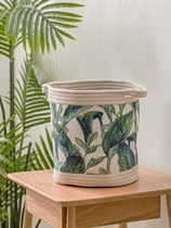 Nordic ins Wind hipster green leaf fabric storage bucket bedroom with dirty clothes basket toy finishing basket big