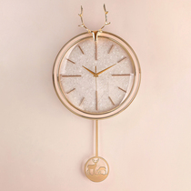 Nordic simple wall clock clock light luxury watch European personality modern living room household quartz clock Deer head wall-mounted watch