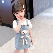 Girls Dress 2023 New Summer Net Red Childrens Fashion Dress Spring and Autumn Baby Ocean Strap Dress