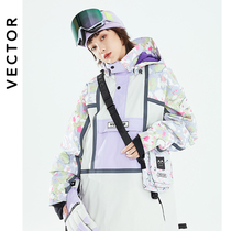 VECTOR ski suit womens Tide brand pullover reflective ski top veneer double waterproof warm windproof and thick snow suit