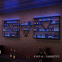 Bar bar wine cabinet Creative wall-mounted wall shelf Beer display rack Restaurant barbecue shop wrought iron wine rack