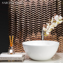 Simple light luxury V-shaped metal mosaic tile bathroom kitchen living room background wall bar restaurant wall tiles