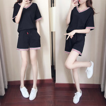 Hong Kong trendy brand leisure sports suit womens 2021 summer new fashion loose thin short-sleeved shorts two-piece set