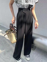 OKLA high waist pituitary pants woman 2022 spring summer Han version loose casual straight drum pants 100 hitch slim fit slim fit pants