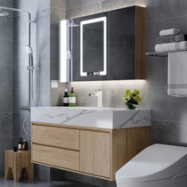 Intelligent light luxury bathroom cabinet combination Simple modern bathroom sink washbasin basin Rock plate bathroom sink