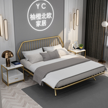 Nordic Wrought iron double bed ins net red apartment Golden Princess bed Light luxury 1 5-meter tatami bedroom bed low bed
