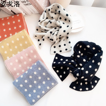Small Scarf Woman Winter Han Edition 100 Hitch Student Short Girl Hair Thread Knit Bifacial Cute Warm Wave Spot Gird