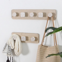 Nordic style simple modern wooden clothes hook creative adhesive hook wall coat rack wall hanging porch wall decorations