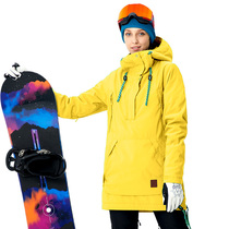 Running river Running women veneer hooded pullover windproof warm thick ski suit top 8011