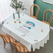 Tablecloth Waterproof and oil-proof leave-in Nordic ins wind rectangular household PVC coffee table mat tablecloth Oval table cloth