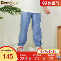 PawinPaw cartoon bear childrens clothing 2021 New Spring girls jeans trousers elastic fashion comfortable