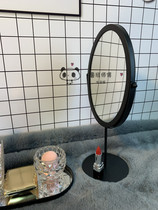 Desktop elliptical mirror adjustable pure wrought iron makeup mirror HD single-sided dressing mirror * ~I want to look good