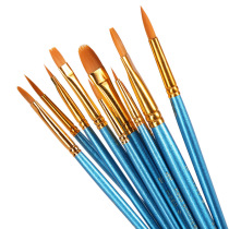 Childrens blue rod nylon hair hook line stroke brush 10 packs Watercolor gouache acrylic student entry brush set