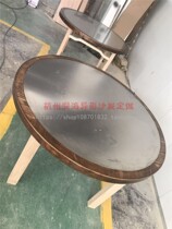 Stainless steel plate iron art solid wood anti-burn thermal insulation fire boiler Shop Snoop Exploring Frog Grilled Fish Shop Round Table Customize