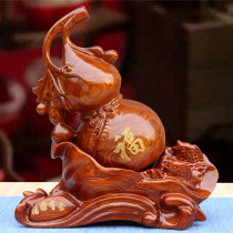 Rosewood carved gourd ornaments Fulu mahogany solid wood crafts Office living room home entrance jewelry gifts