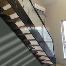 Glass staircase manufacturers custom home steel wood attic staircase re-test indoor staircase double-beam staircase loft modern