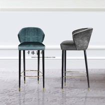 Nordic solid wood bar chair modern simple bar chair home backrest high chair designer creative reception negotiation chair