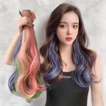 Invisible curly hair hanging ear dyeing hot fluffy long hair wig piece hair extension color highlighting dyeing simulation wig long hair female