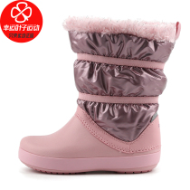 CROCS Crocs childrens shoes 2021 new sports shoes casual Rocky boots puffs boots childrens flat warm cotton boots
