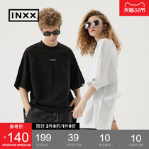(INXX) STAND TIDE CARD BLACK AND WHITE T-SHIRT INSERT SHOULDER MINIMALIST TREND EASY ROUND COLLAR SHORT SLEEVE BODY SHIRT MALE