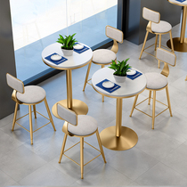 Net red ins milk tea shop table and chair combination dessert cafe Nordic simple casual small round table restaurant chair