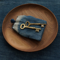 (Shizhou)Old calico handmade plate buckle homespun old kimono cloth hand-sewn key bag pendant