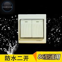 Type 86 switch splash protection concealed two-digit single-control bathroom with rubber waterproof two-open wall panel promotion