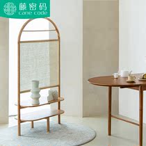 Korean solid wood seat screen ins rattan screen partition shelf Bed and breakfast household entrance baffle seat screen shelf