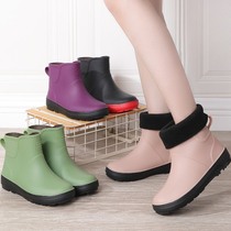 Japanese rain shoes women wear non-slip fashion water shoes soft bottom light waterproof flat rain boots short tube rubber shoes