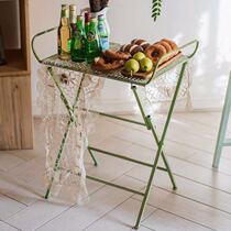 Wrought iron retro green outdoor table and chair foldable side table Multi-function flower arrangement console Decorative green plant simulation flowers