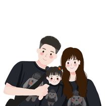 Q version hand-painted head portrait couple family portrait Cartoon Cartoon character image design photo photo custom