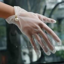 New summer bride short wedding dress gloves photography wedding long women thin white wedding lace gloves