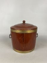 Old wooden barrel with copper ring double ring cover barrel one
