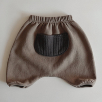 Spot South Korea imported baby plus velvet pants winter boys wild pocket casual pants