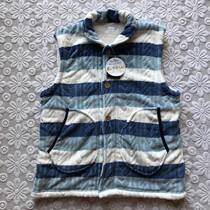 Day single lapel front button lined lamb velvet thick sleeveless home top thick striped male autumn winter has a size 1082