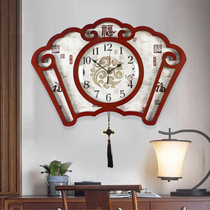 Chinese style creative auspicious cloud wall clock New Chinese living room silent clock personality classical clock retro fan wall clock