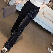  Light luxury velvet straight vertical pants womens 2021 autumn new womens all-match thin wide-leg pants trousers children