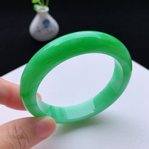 Pingzhou jade bracelet high ice seed floating sun green flower Jade Princess bracelet thin round jade bracelet clear water Oval noble concubine bracelet