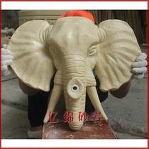 Sandstone sculpture relief indoor and outdoor urban garden landscape wall pool decorative animal pendant-water spray big ear elephant
