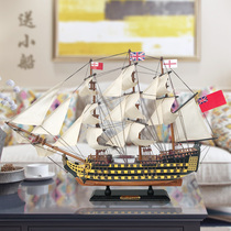 Solid wood sailing boat model Mediterranean style Victory Mayflower Smooth sailing Ocean Home decoration crafts