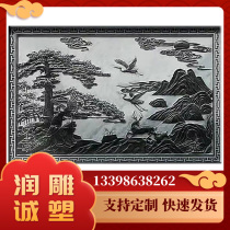 Chinese Relief Stone Carved Wall Decoration Courtyard Villa Photo Wall Engraving Natural Green Stone Retro Fresco Sculpture Custom