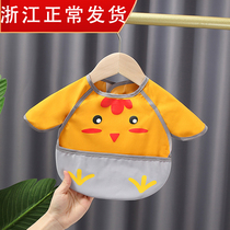 Childrens gown waterproof baby eating bib baby reverse wear protective clothing anti dirty kindergarten painting autumn and winter thin