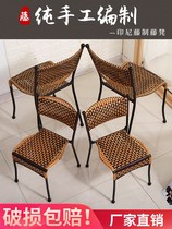 Rattan chair Single chair Rattan home outdoor balcony Outdoor courtyard table and chair Leisure small Teng chair Backrest chair Teng chair