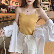 Spring and autumn wild knitted beauty back camisole outside wear Korean version of the base inside with sleeveless slim slim thin top womens tide