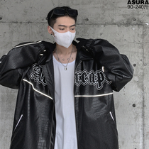 Puleather clothes jacket men plus fat plus size tide card fat loose collar fried street jacket Autumn Street hip hop
